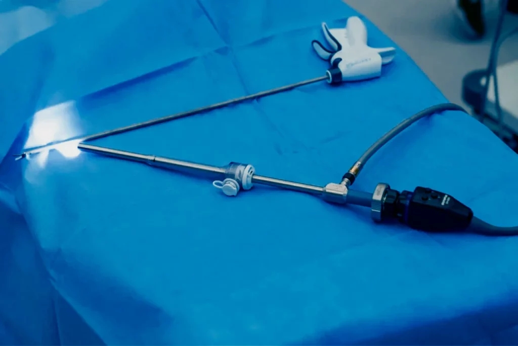 Endoscope on a surgical table, illustrating what an endoscopy is and its uses in medicine